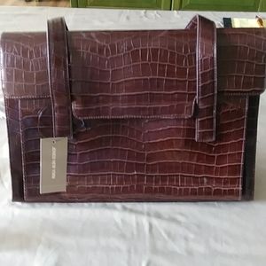 Faux Croc Skin Embossed Leather Handbag